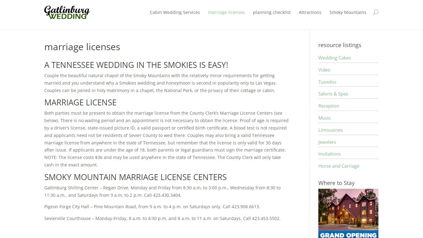 marriage licenses - gatlinburg wedding